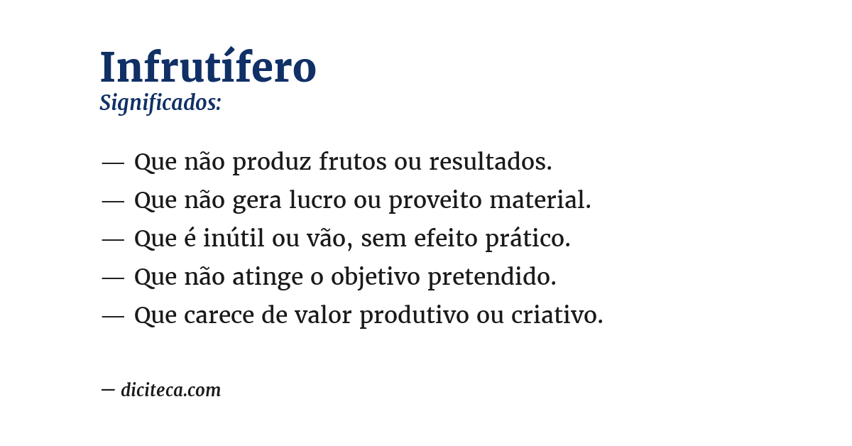Significado de infrutífero