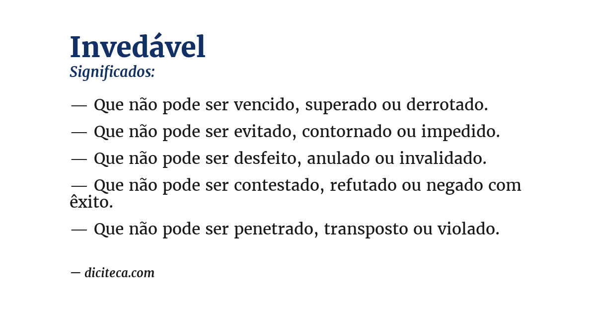 Significado de invedável