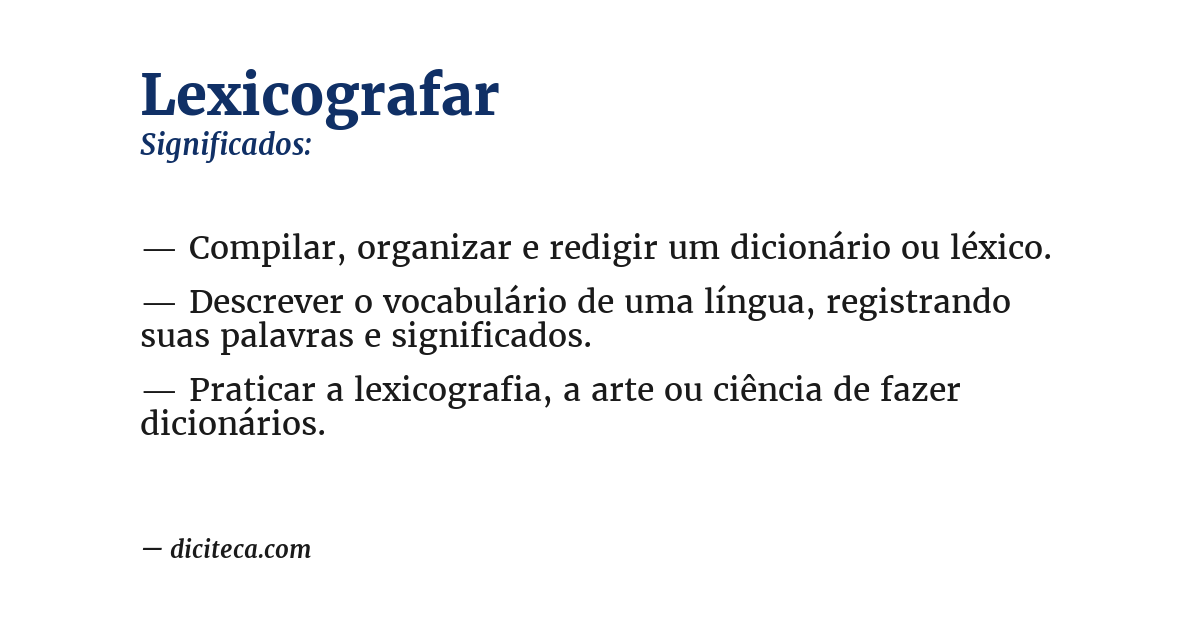Significado de lexicografar