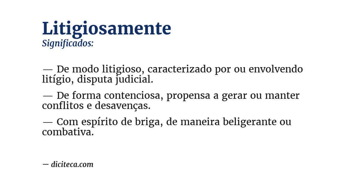 Significado de litigiosamente