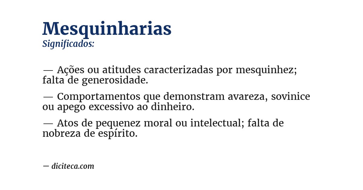 Significado de mesquinharias