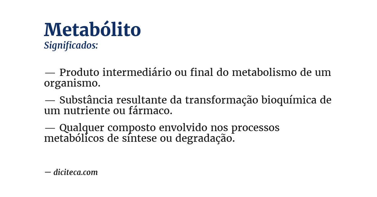 Significado de metabólito