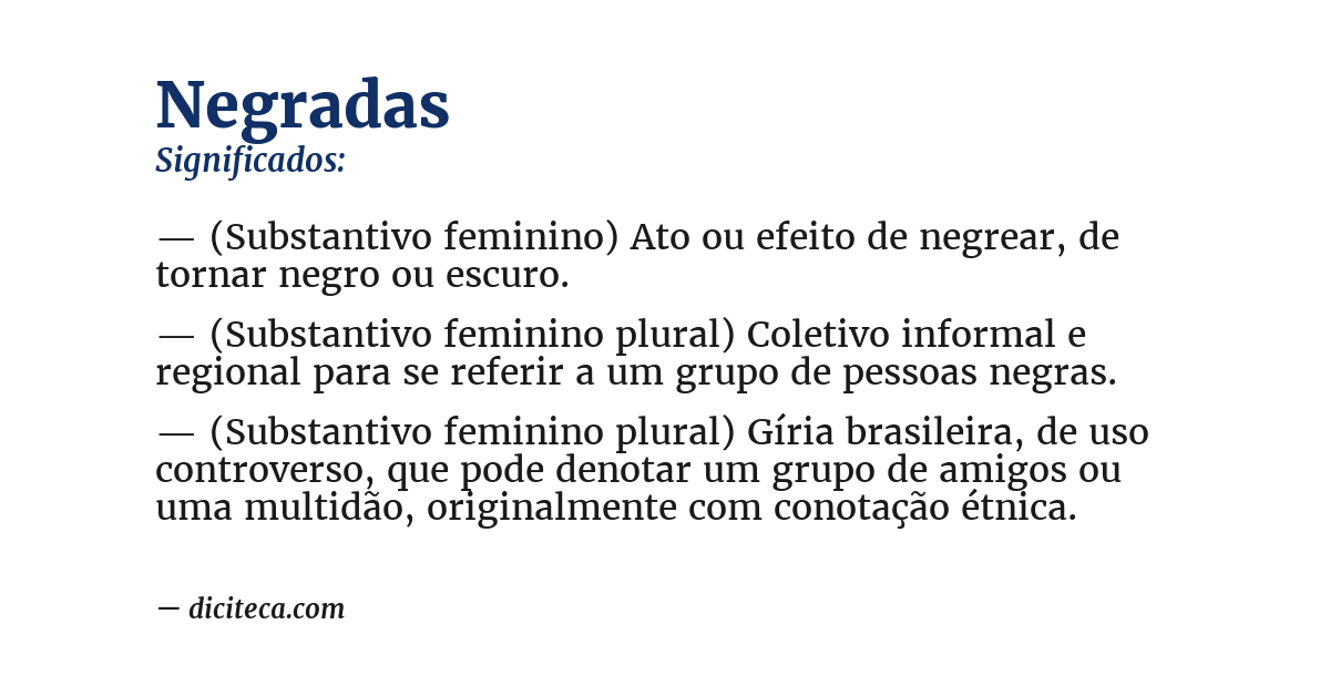 Significado de negradas