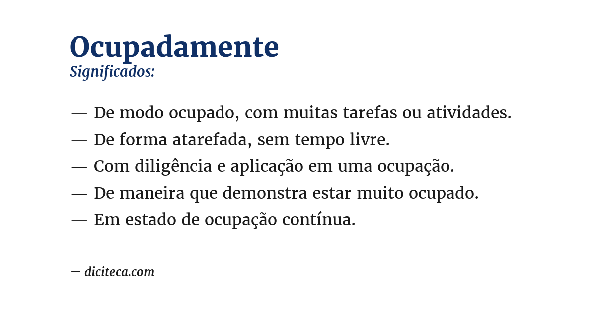 Significado de ocupadamente