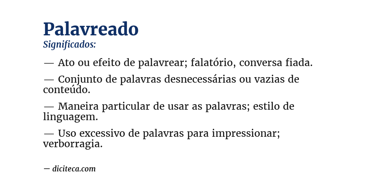 Significado de palavreado