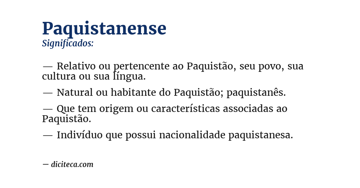Significado de paquistanense