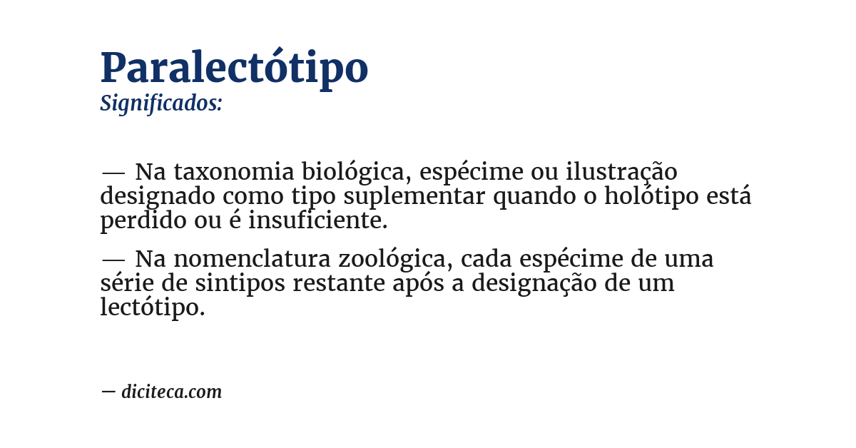 Significado de paralectótipo