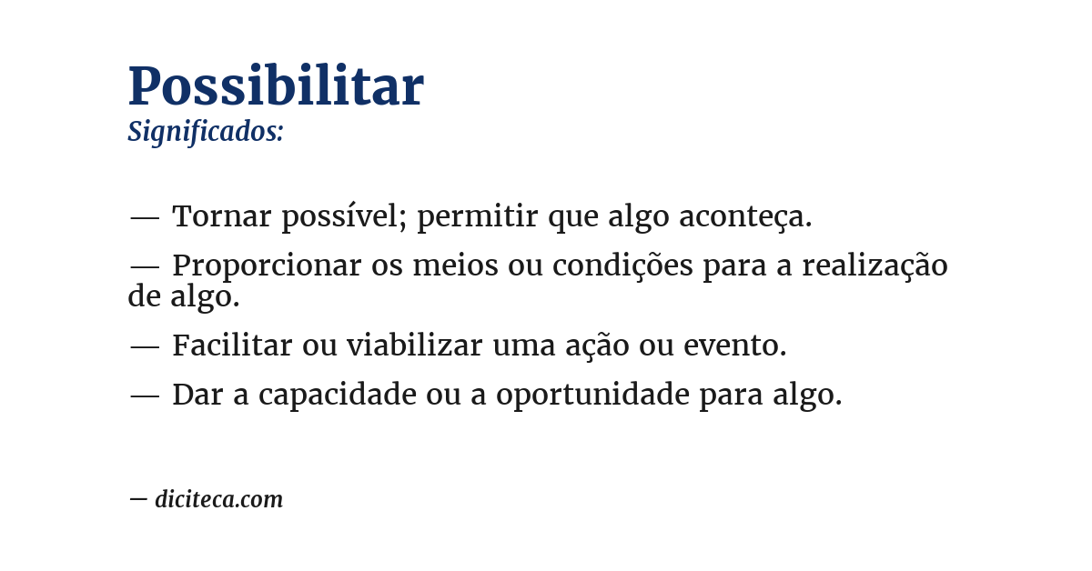 Significado de possibilitar