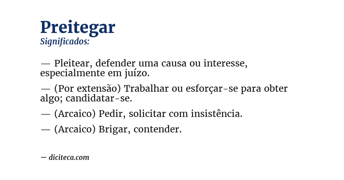 Significado de preitegar