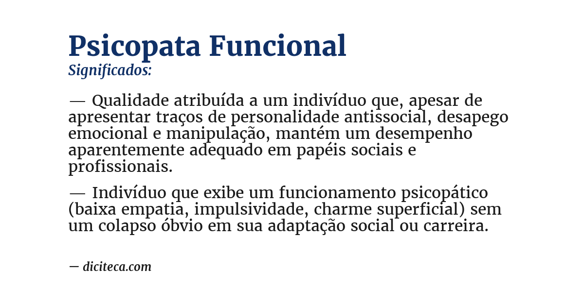 Significado de psicopata funcional
