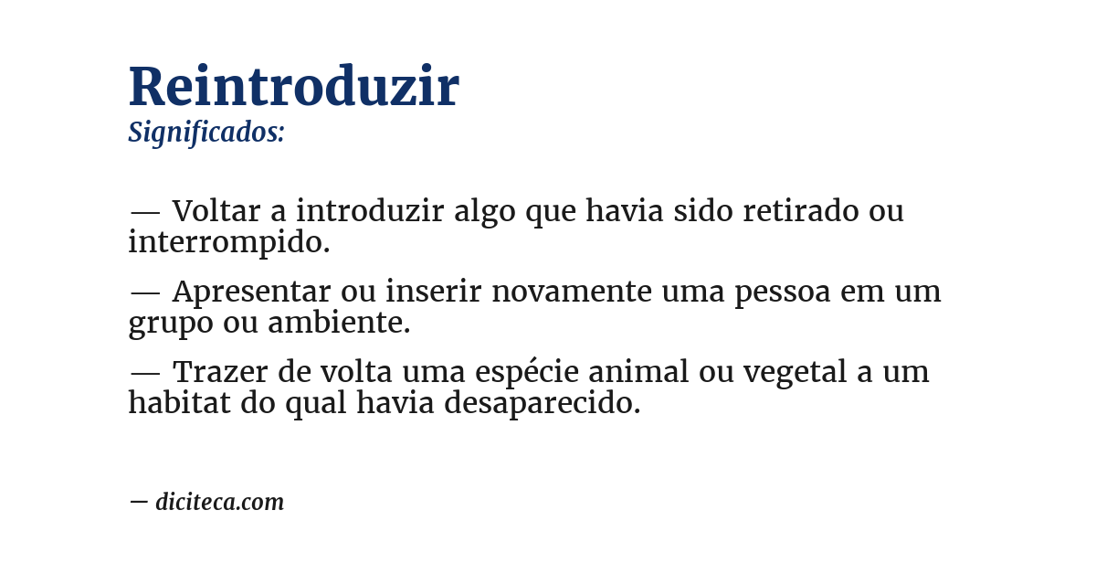 Significado de reintroduzir