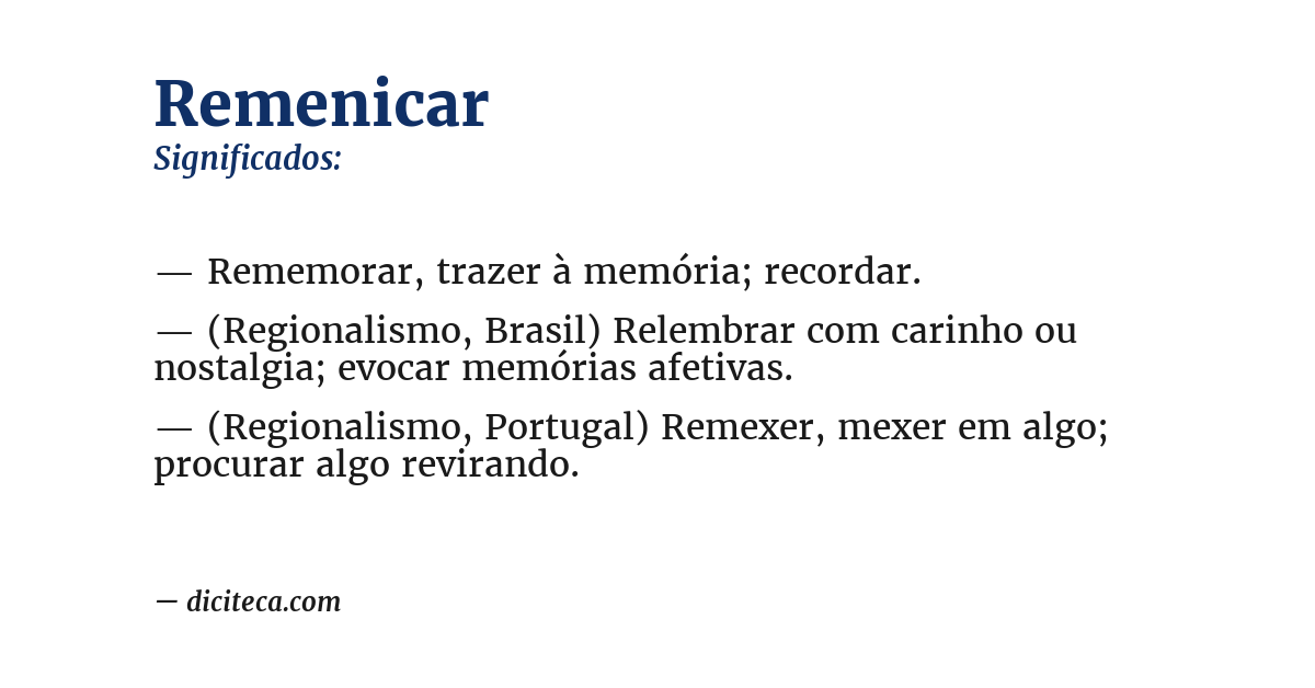 Significado de remenicar