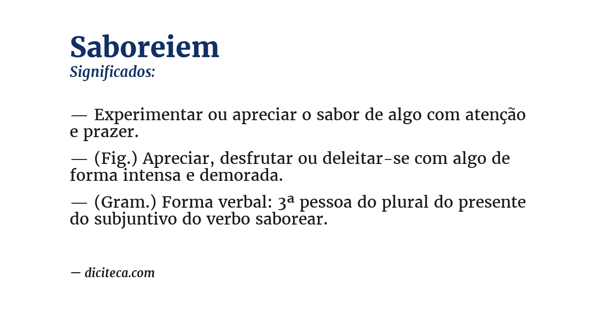 Significado de saboreiem