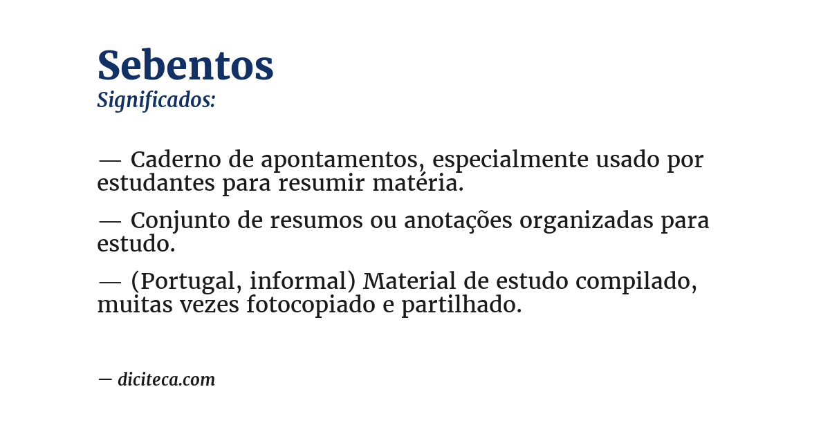 Significado de sebentos