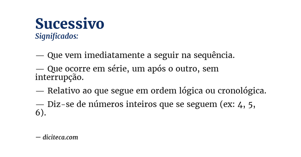 Significado de sucessivo