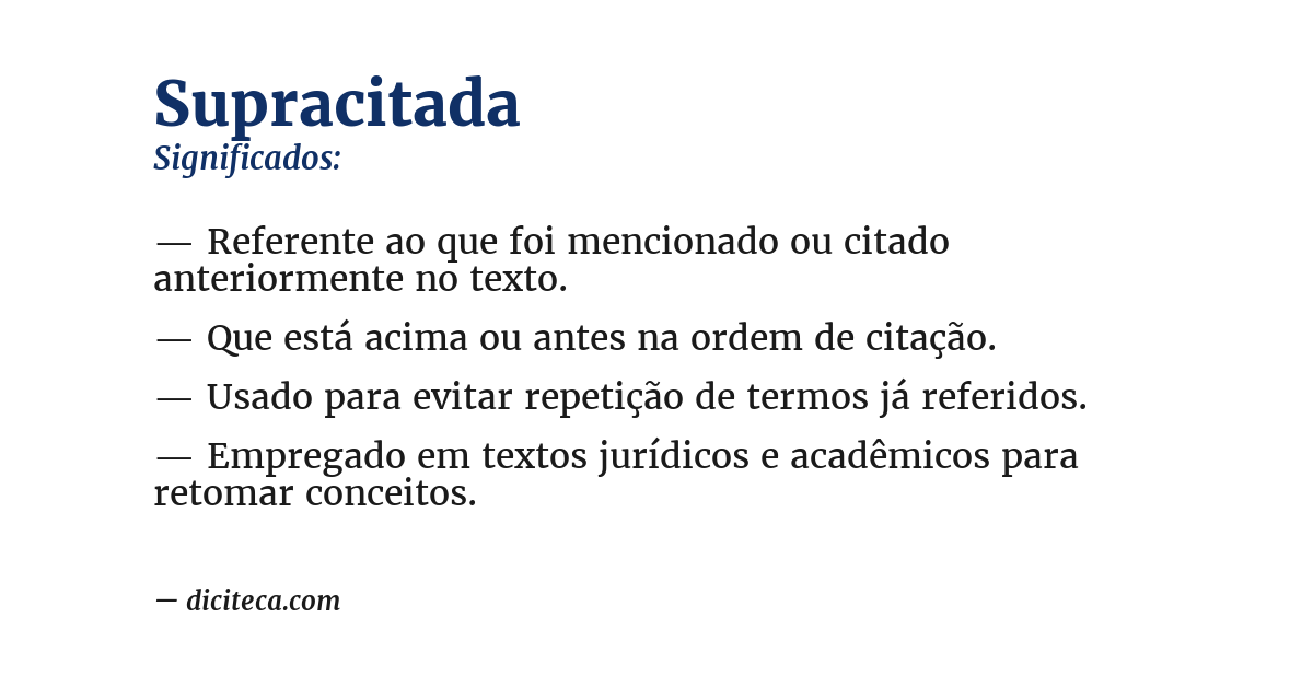 Significado de supracitada