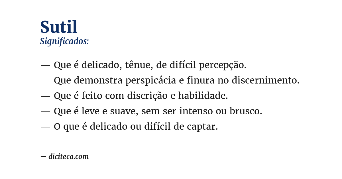 Significado de sutil