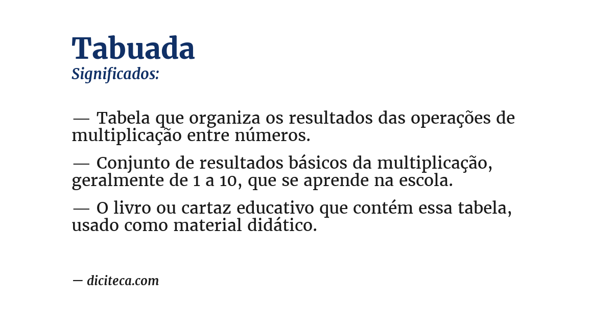 Significado de tabuada