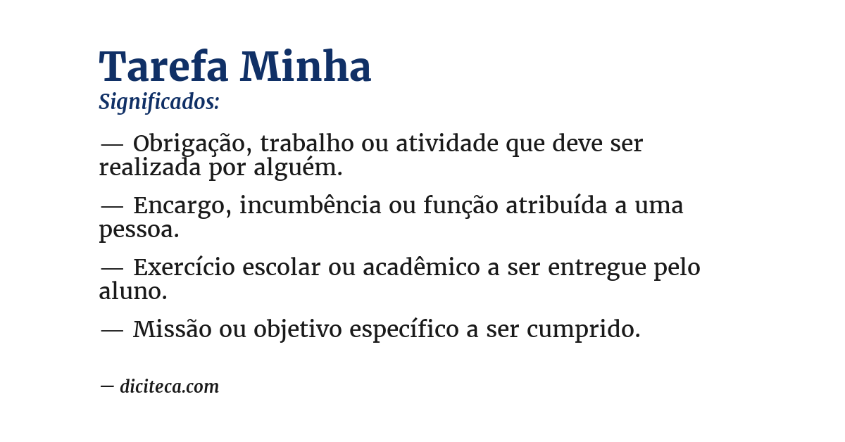 Significado de tarefa minha