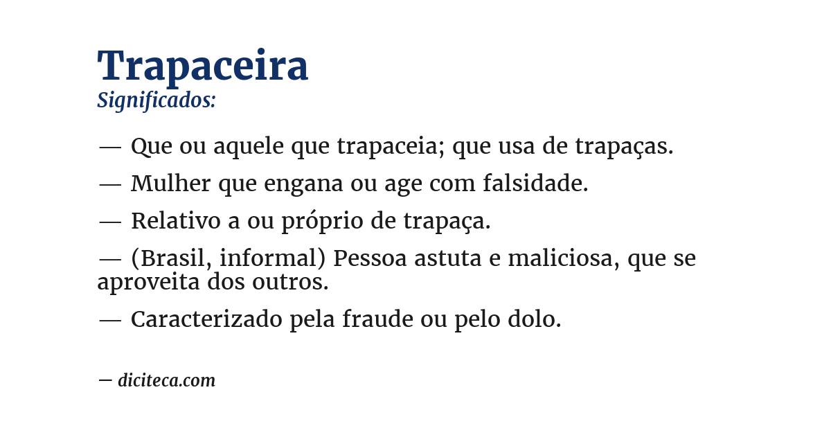 Significado de trapaceira