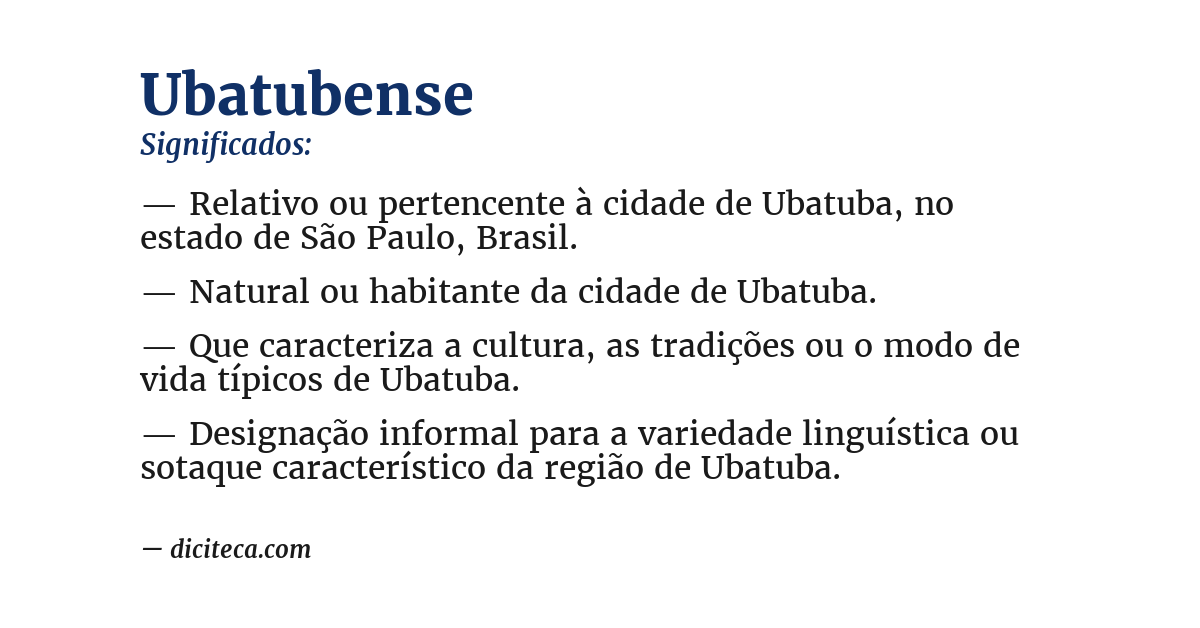Significado de ubatubense