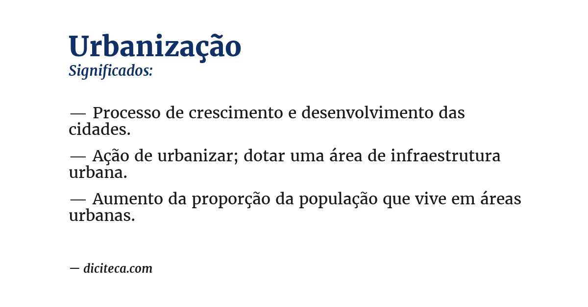 Significado de urbanização