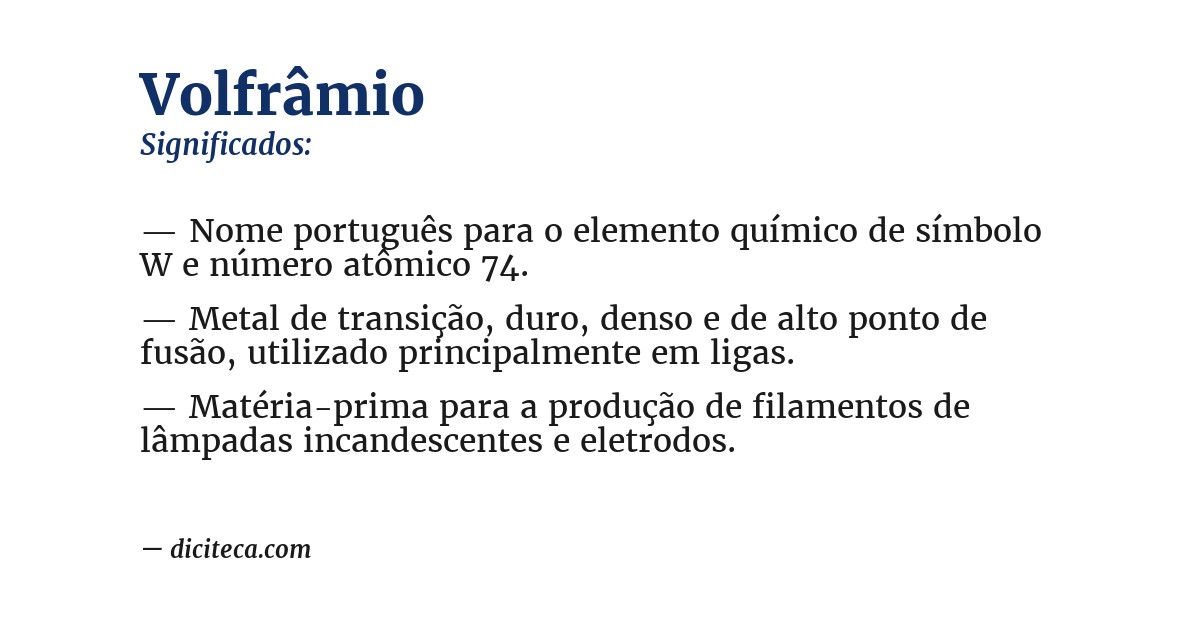 Significado de volfrâmio