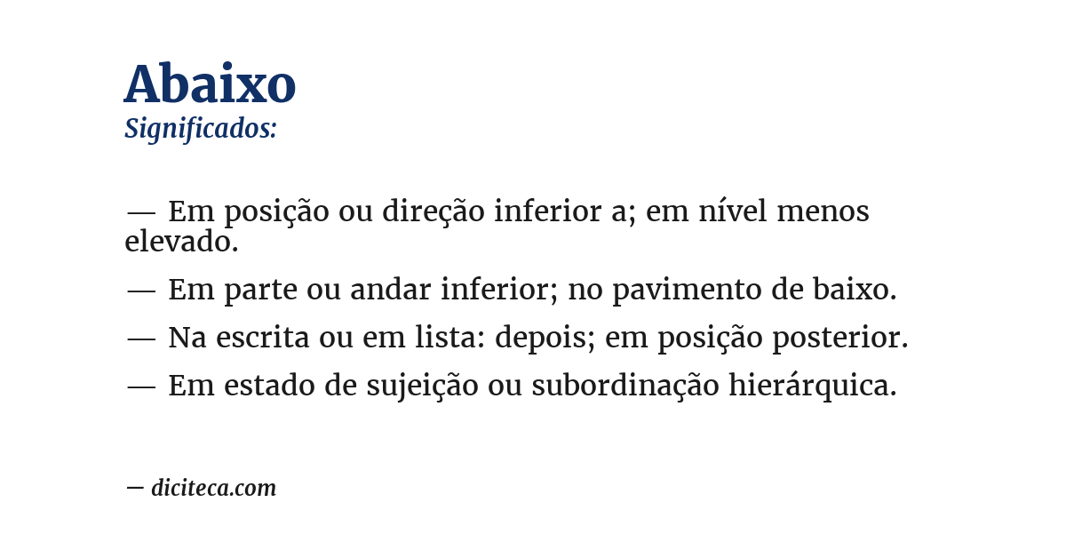 Significado de abaixo