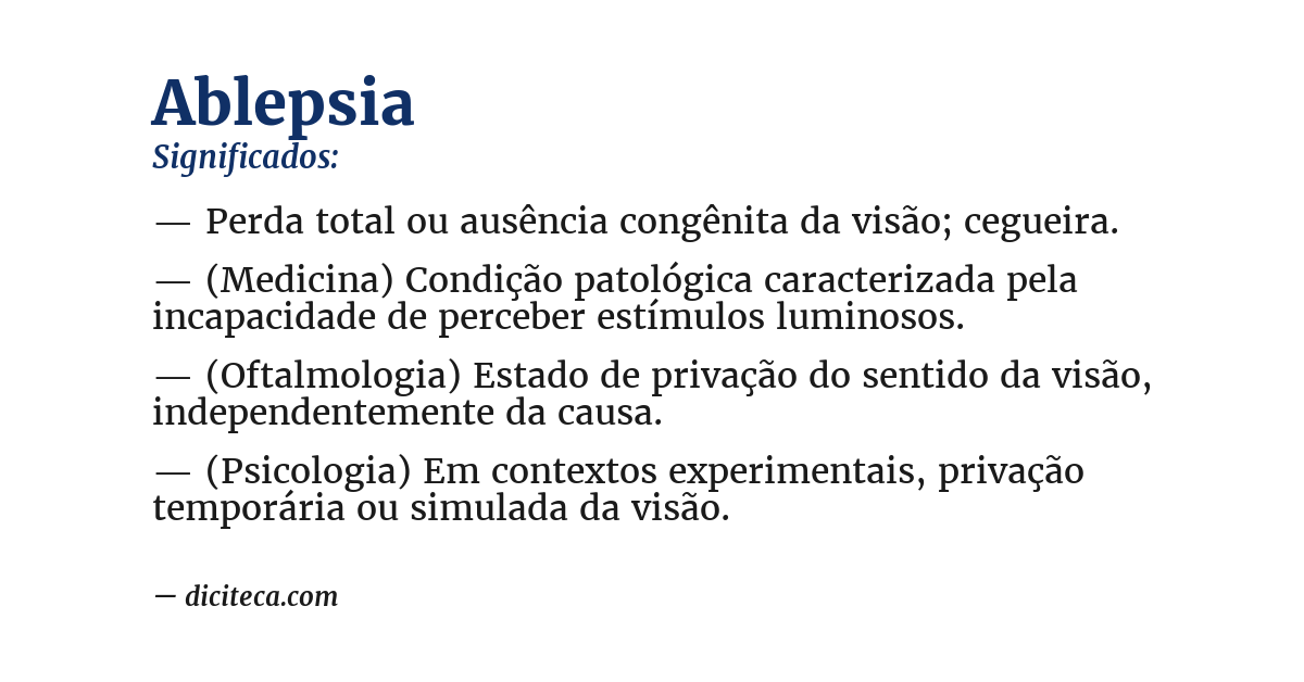 Significado de ablepsia