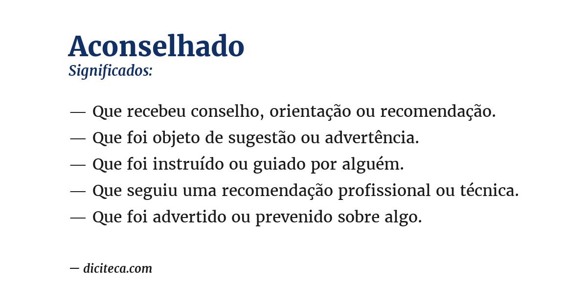 Significado de aconselhado