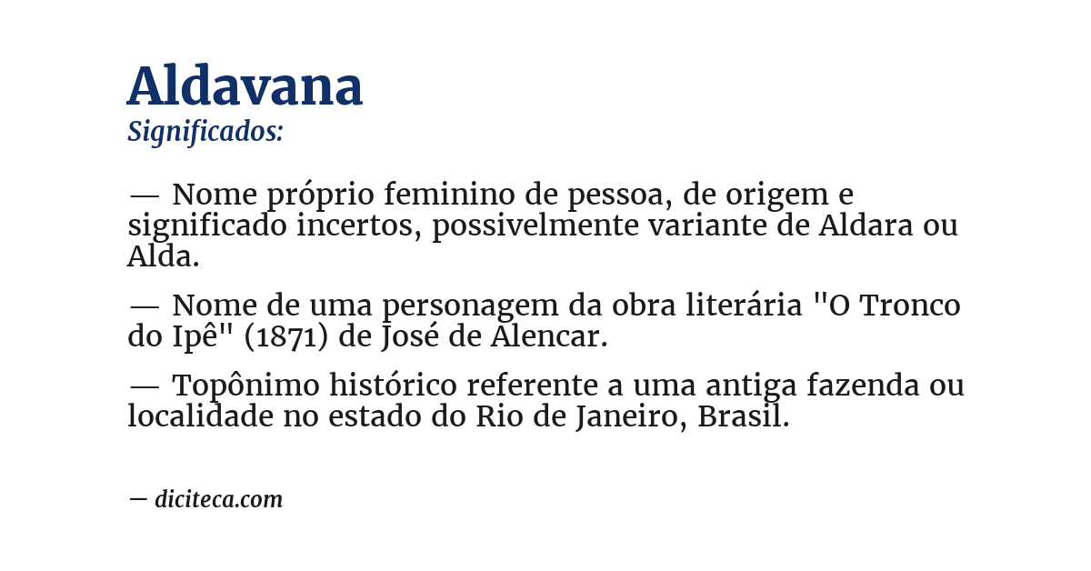Significado de aldavana
