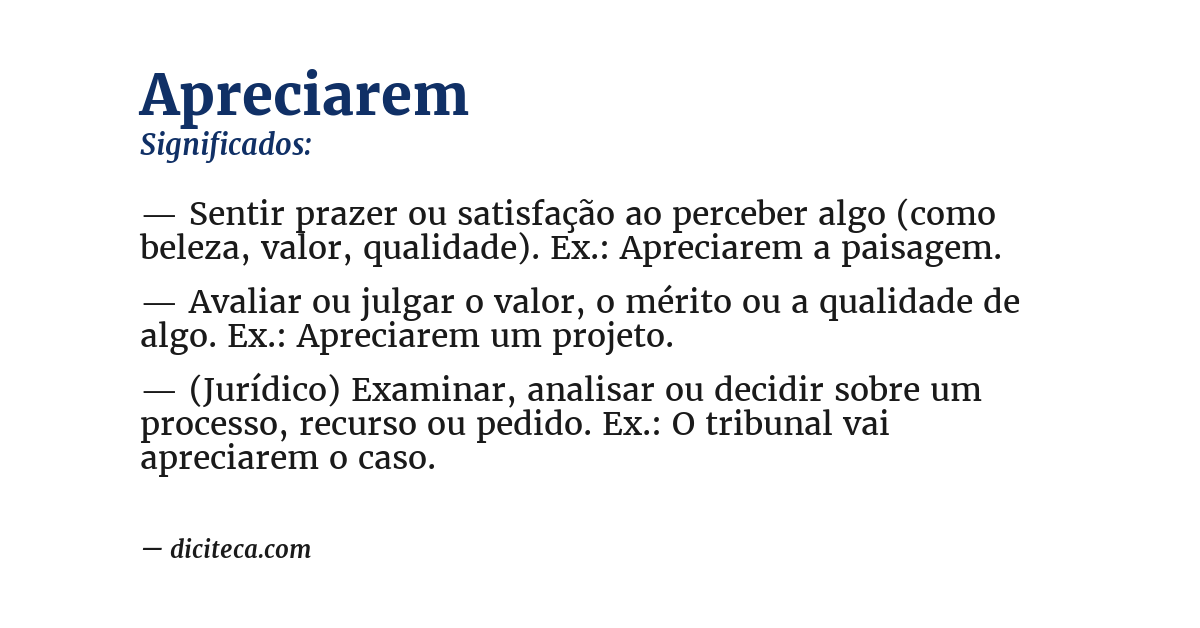 Significado de apreciarem