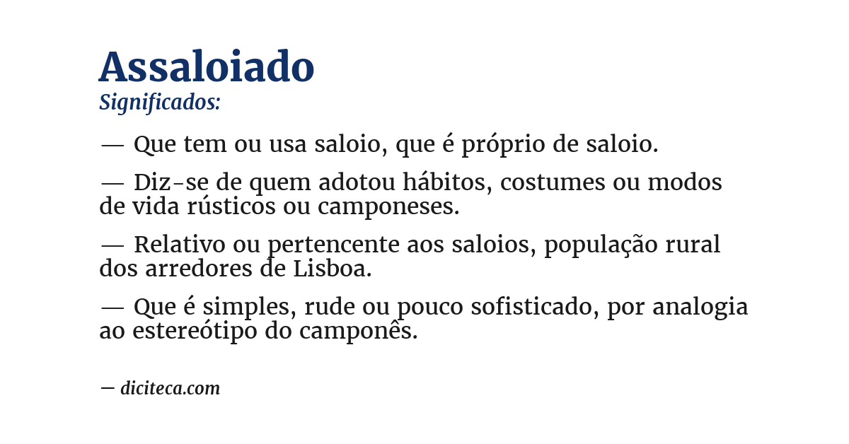 Significado de assaloiado
