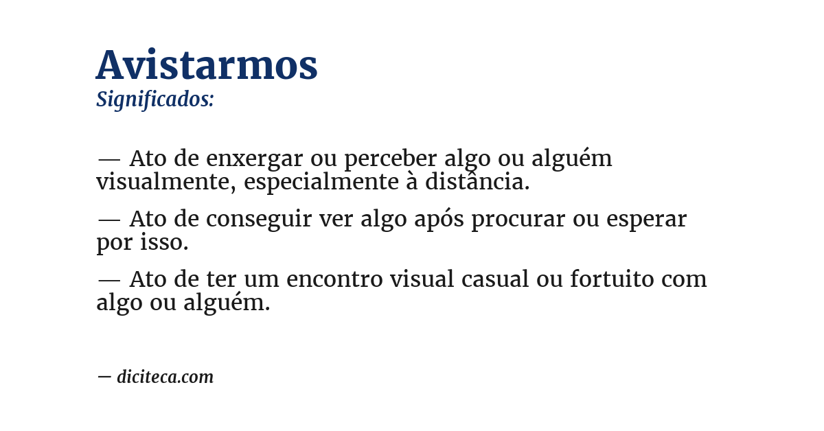Significado de avistarmos