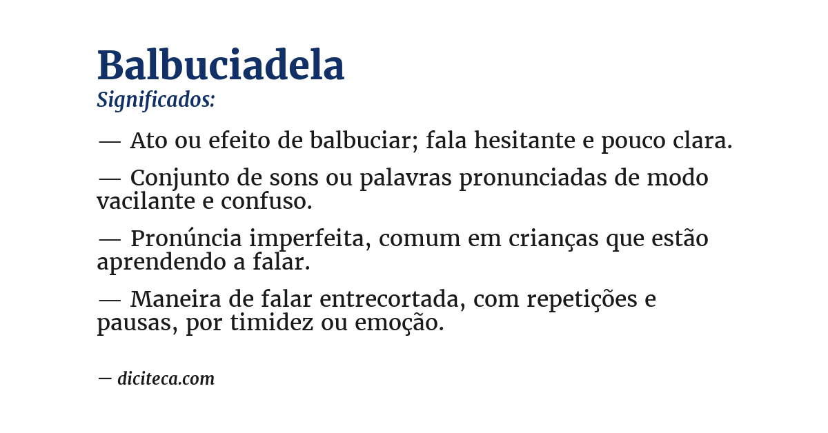 Significado de balbuciadela