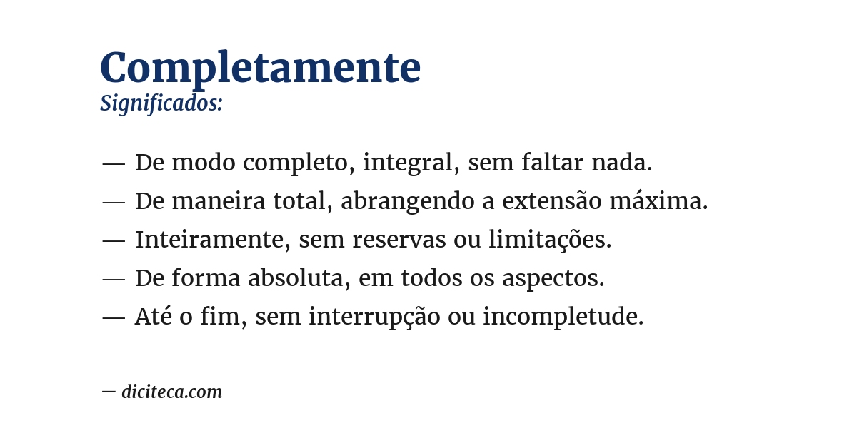 Significado de completamente