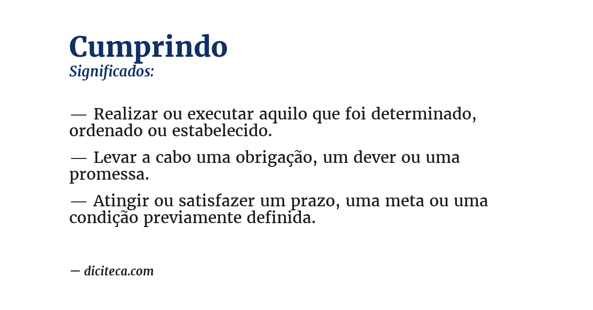 Significado de cumprindo