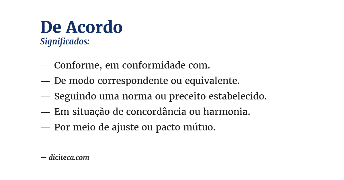 Significado de de acordo