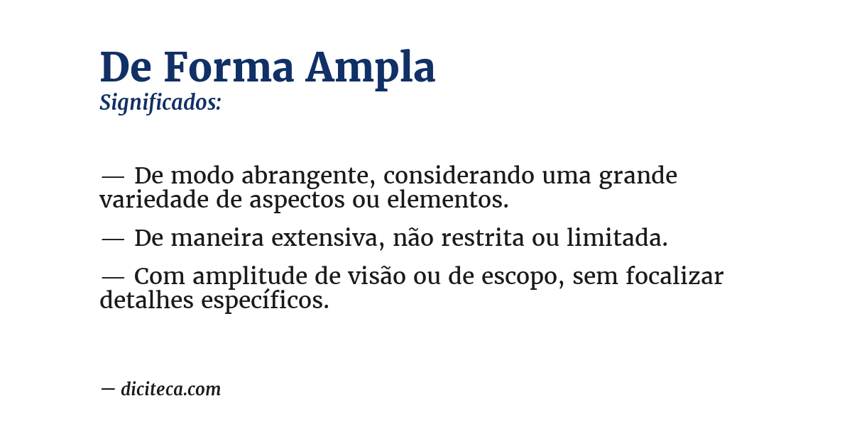 Significado de de forma ampla