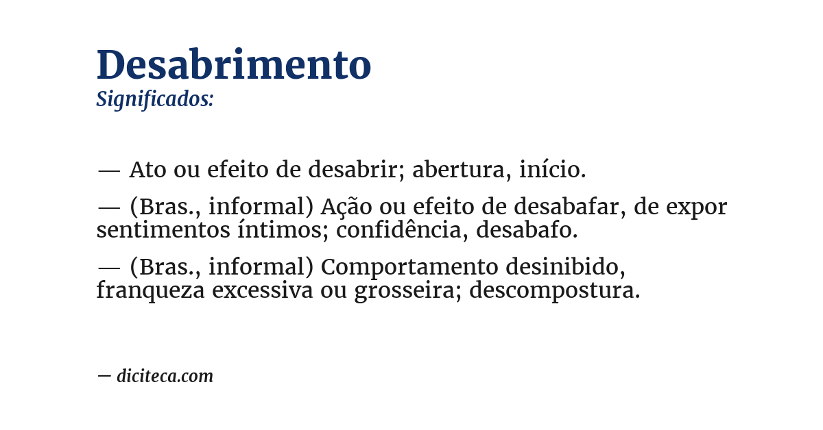 Significado de desabrimento