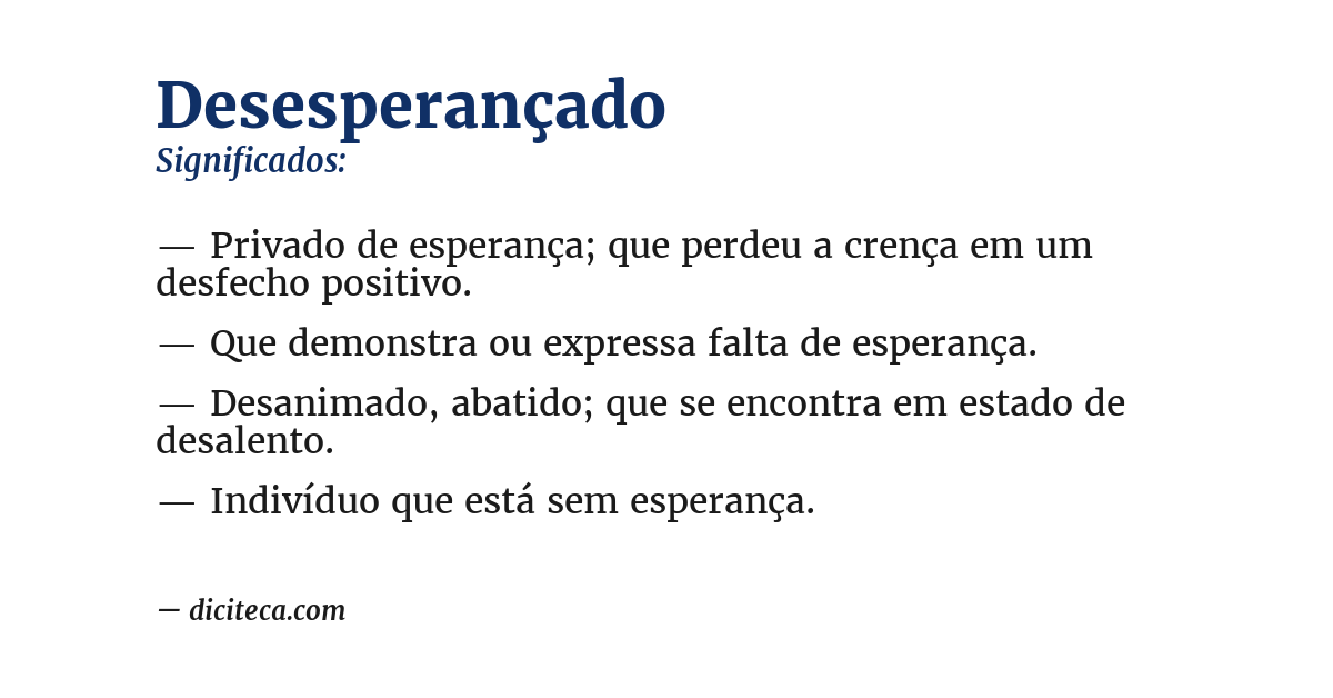 Significado de desesperançado