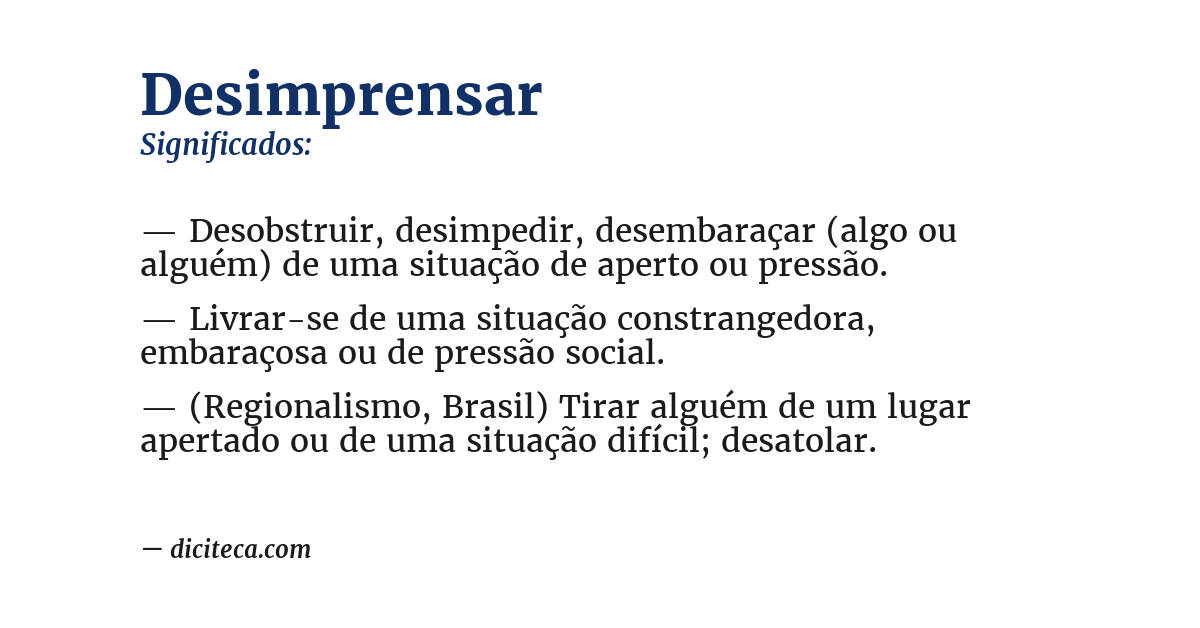 Significado de desimprensar
