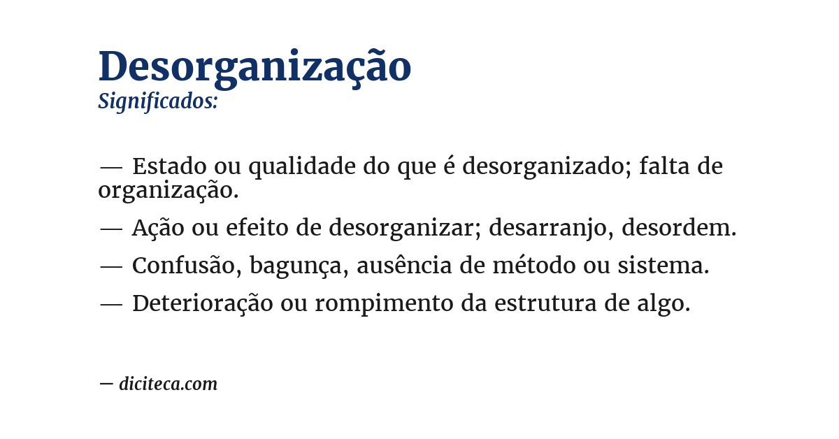 Significado de desorganização