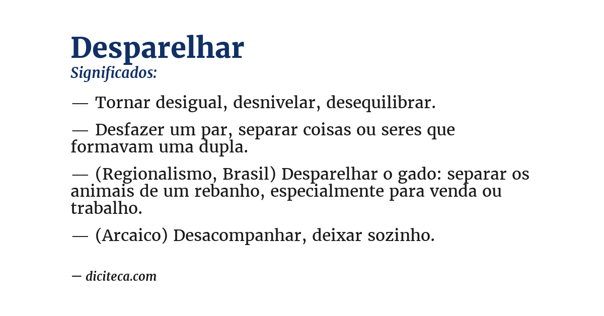 Significado de desparelhar