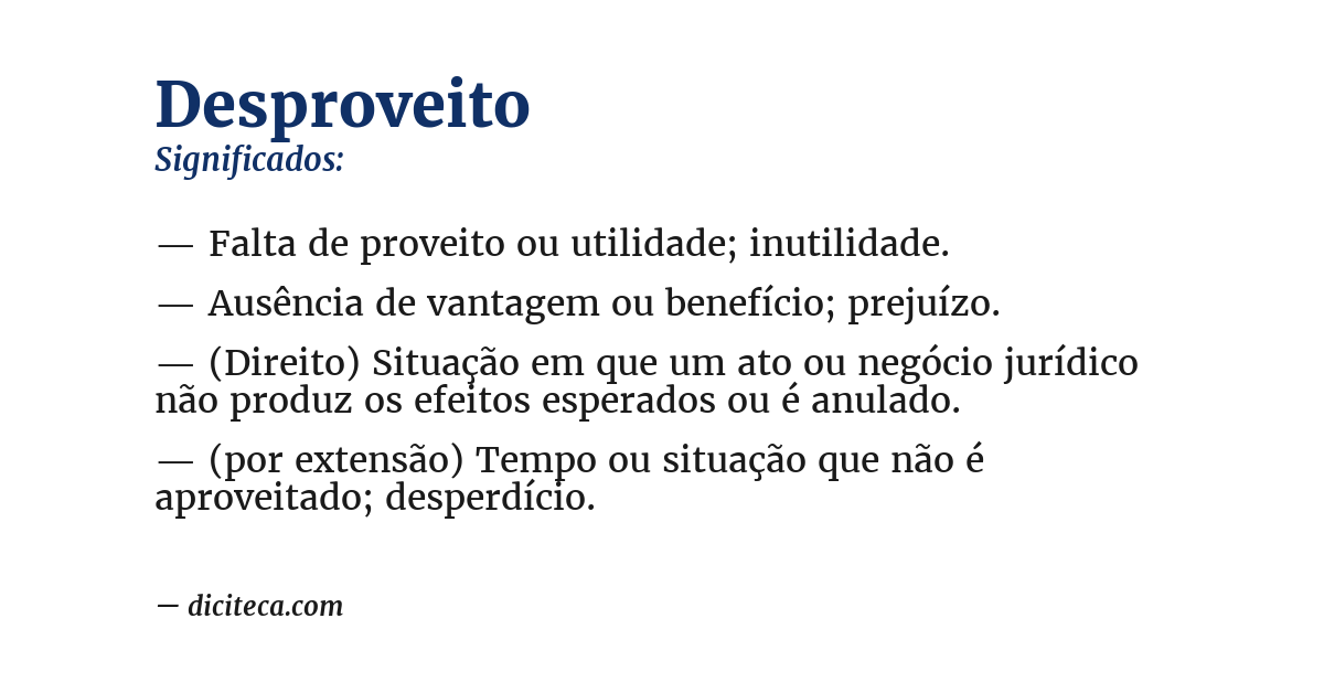 Significado de desproveito