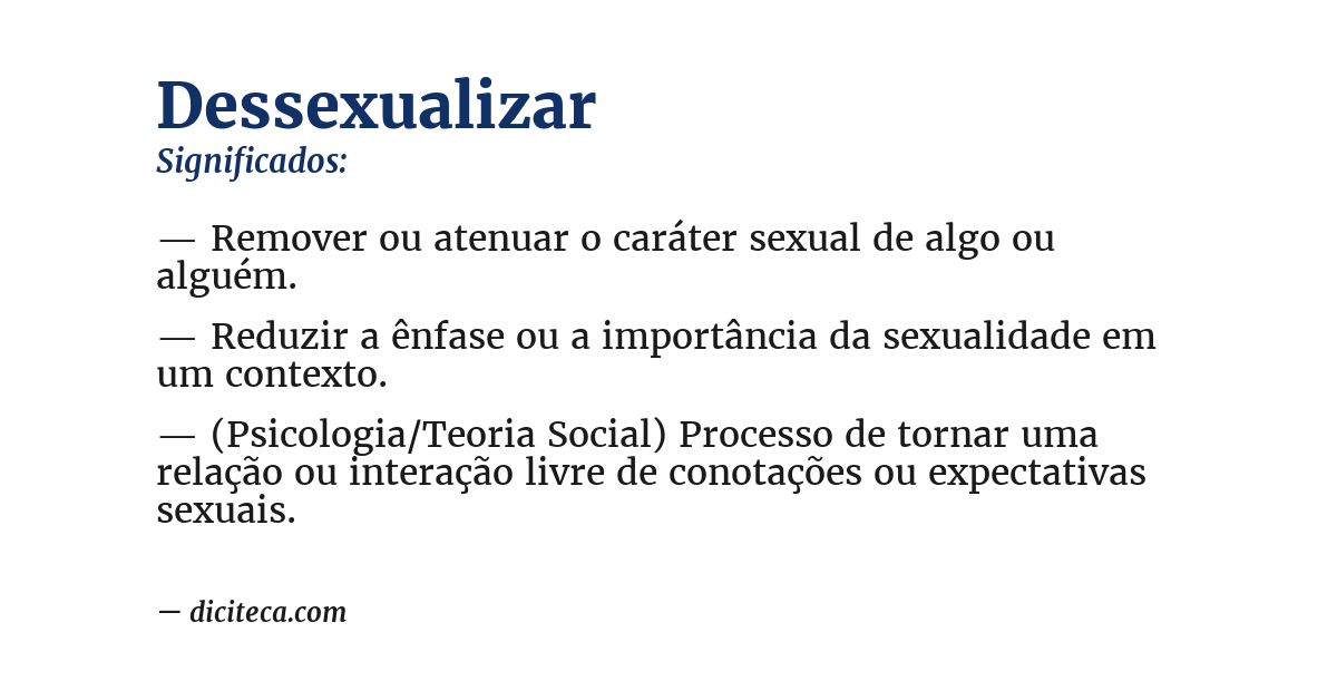 Significado de dessexualizar