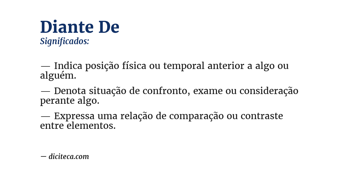 Significado de diante de