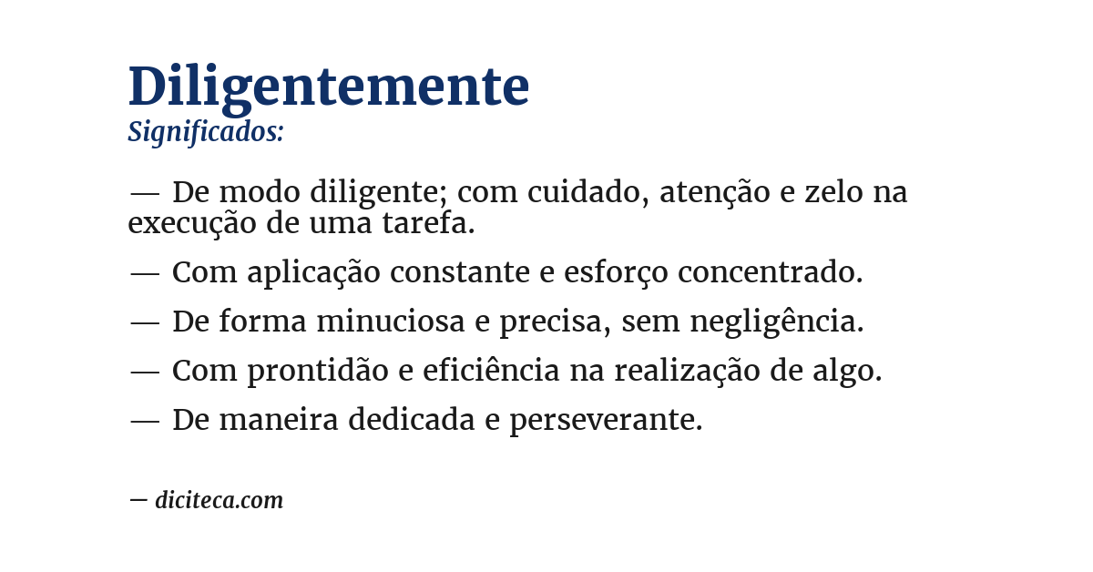 Significado de diligentemente