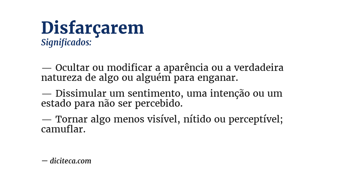 Significado de disfarçarem