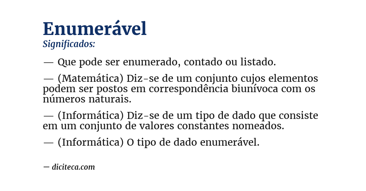 Significado de enumerável